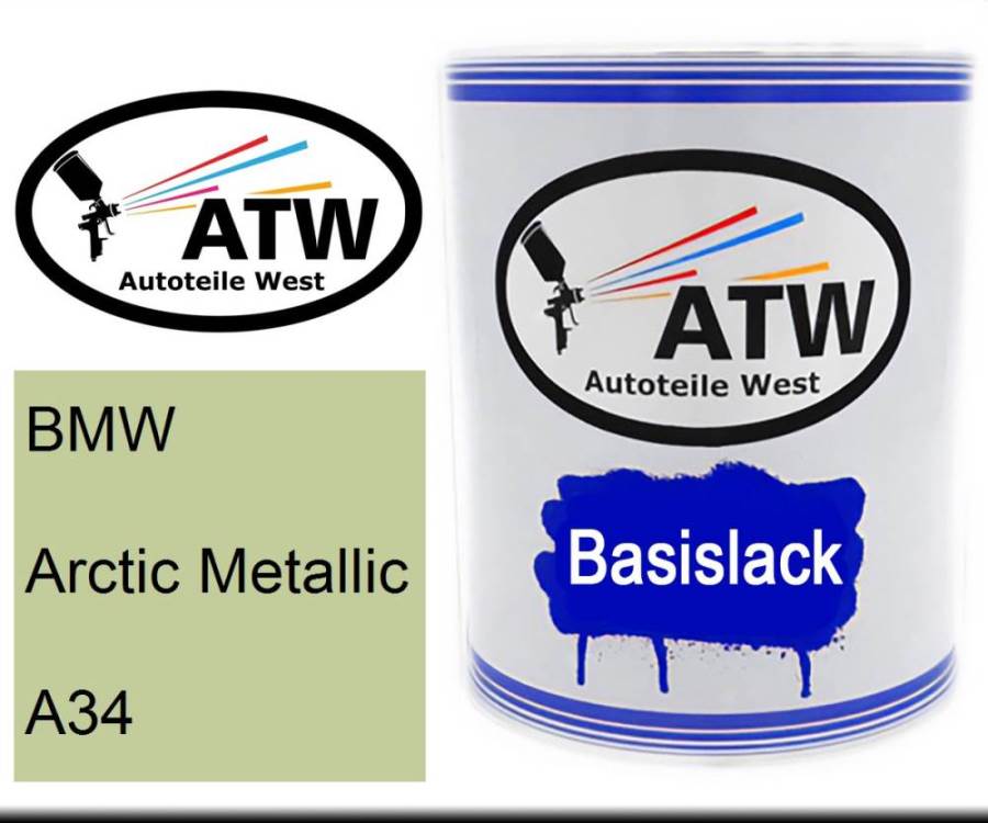 BMW, Arctic Metallic, A34: 1L Lackdose, von ATW Autoteile West.